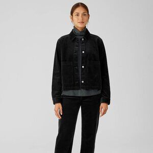 Eileen Fisher Organic Cotton Stretch Corduroy Classic Collar Jacket NWT s. L